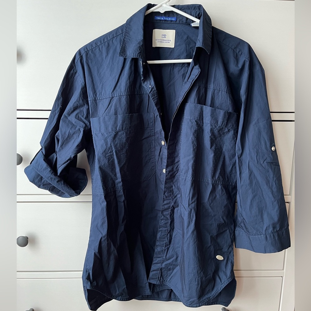 Scotch & Soda M roll-up sleeve navy shirt
